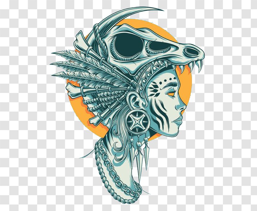 Skull Tribe Blue Totem - Tribal Woman Wearing A Transparent PNG