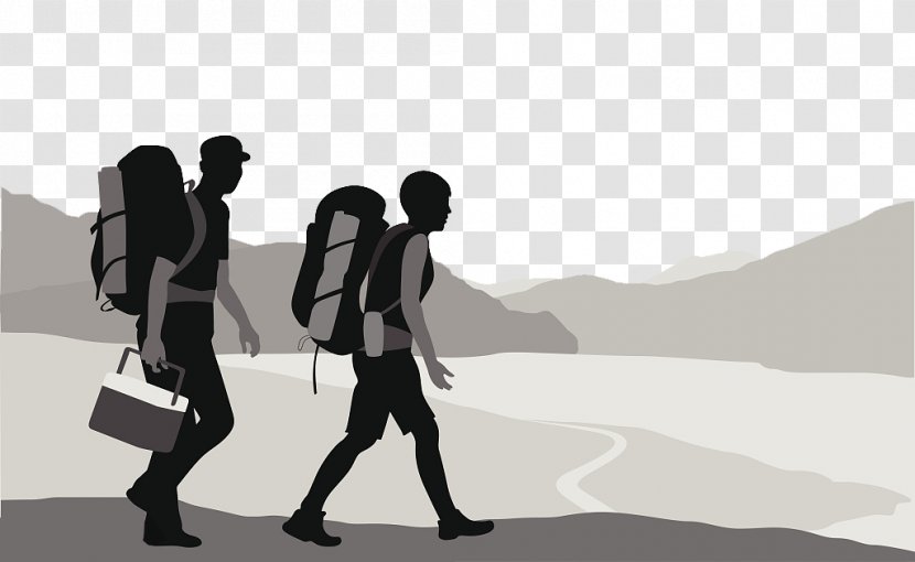 Silhouette Backpacking Drawing Illustration - Human Behavior - Vector Backpackers Travel Transparent PNG
