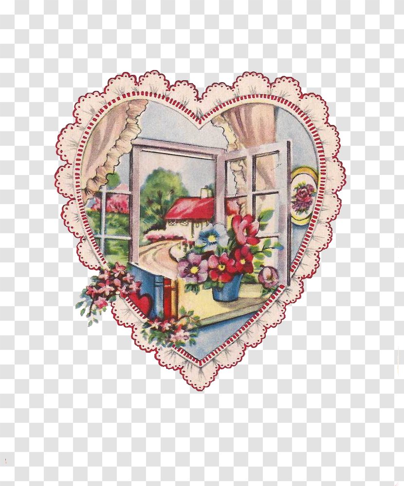 Heart Flower Floral Design Valentine's Day - Frame - Vintage Card Transparent PNG