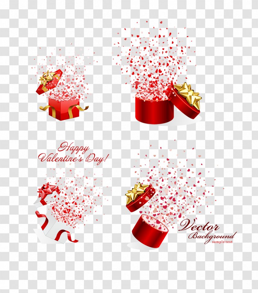 Gift Valentines Day Euclidean Vector Heart - Red Box Transparent PNG