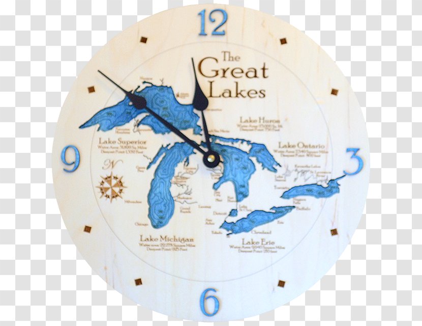 SS Edmund Fitzgerald Lake Michigan Huron Superior - Clock - Nautical Map Transparent PNG
