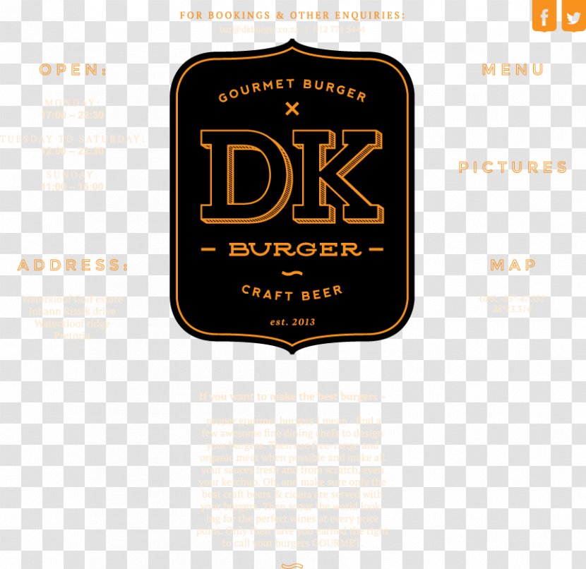 DK Burger Beer Logo Bar Waterkloof - Hamburger - Gourmet Burgers Transparent PNG