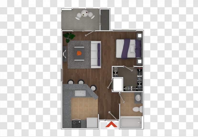 Virginia–Highland Studio Apartment BeltLine 3D Floor Plan - 3d Transparent PNG