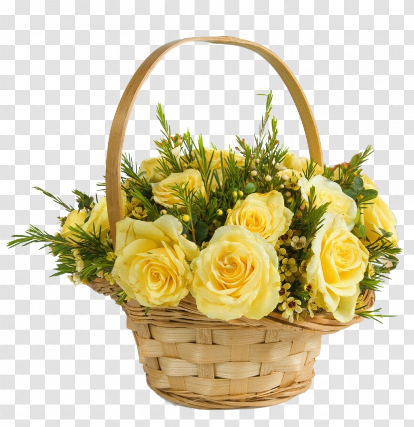Flower Bouquet Basket Rose Floristry - Floral Design - Of Flowers Transparent PNG