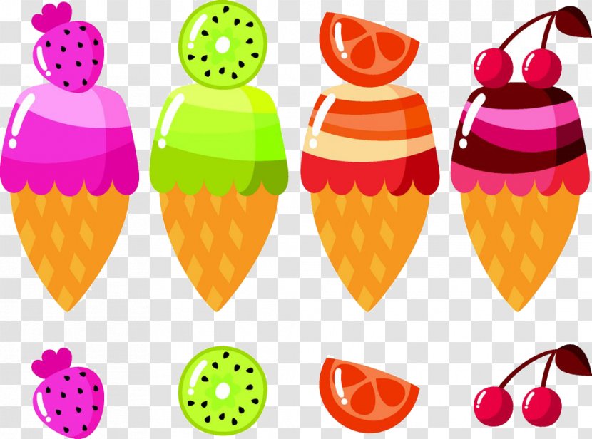 Ice Cream Cone Waffle Gelato - Fruit - Cute Little Transparent PNG