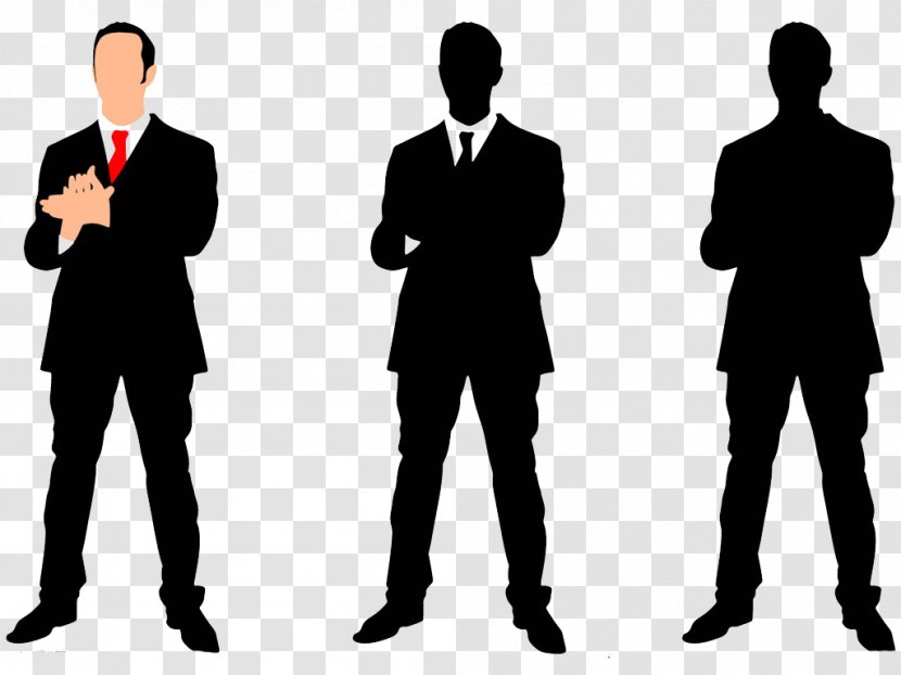 Cartoon Silhouette Woman Illustration - Formal Wear - Black And White Man Transparent PNG