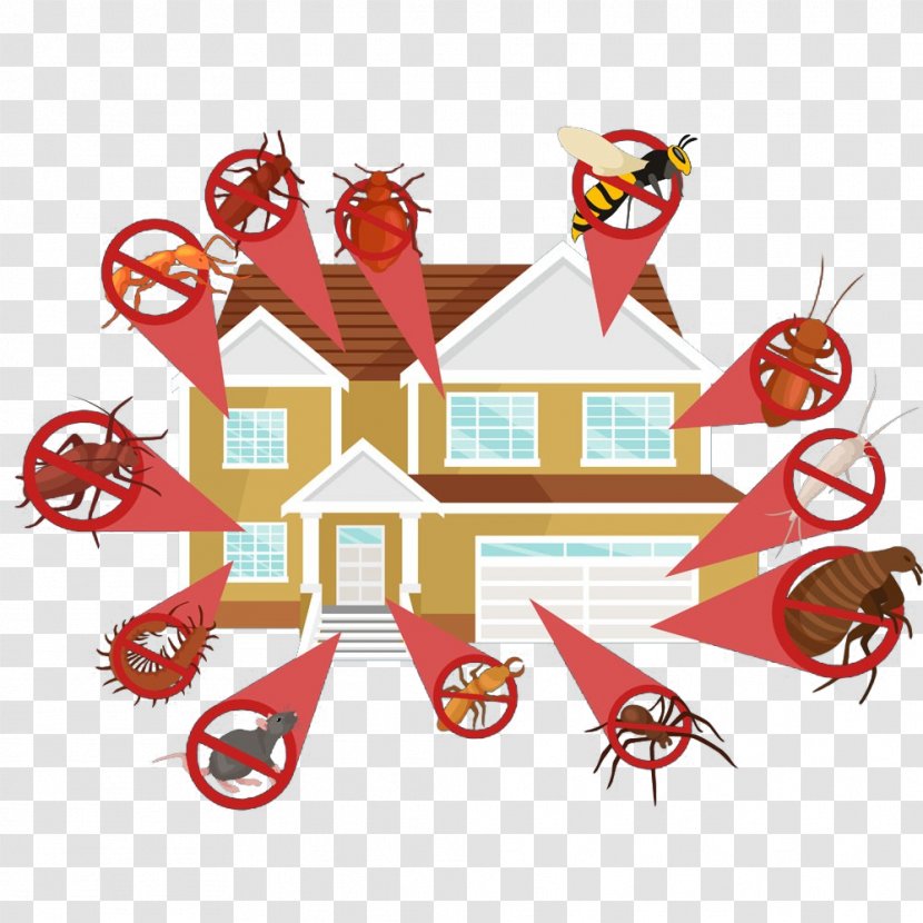 Pest Control Cockroach Mosquito Exterminator - Infestation - Family Cartoon House Transparent PNG