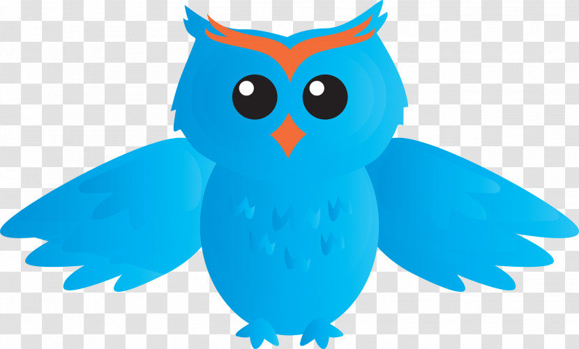 Owl Bird Blue Turquoise Cartoon Transparent PNG