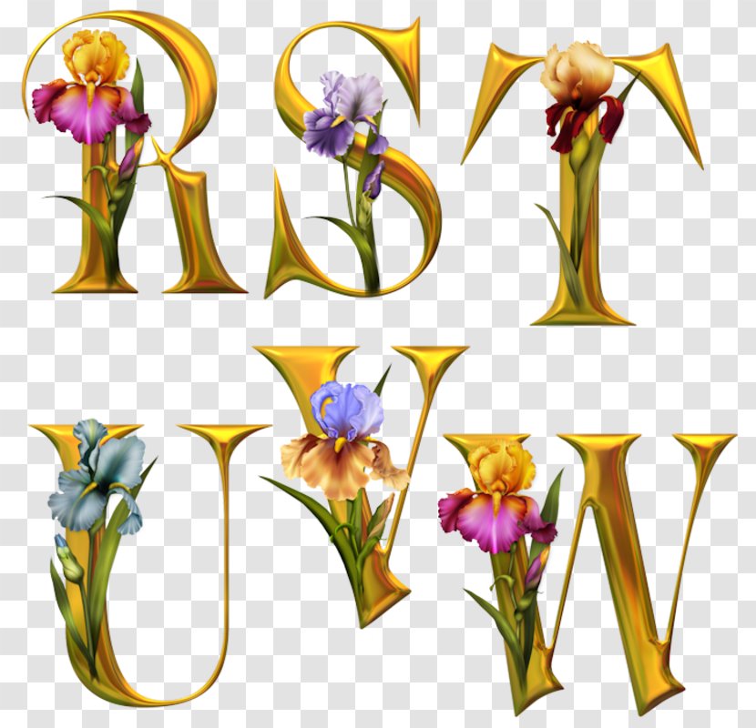 Letter Alphabet Flower Floral Design Font - Alpha Transparent PNG