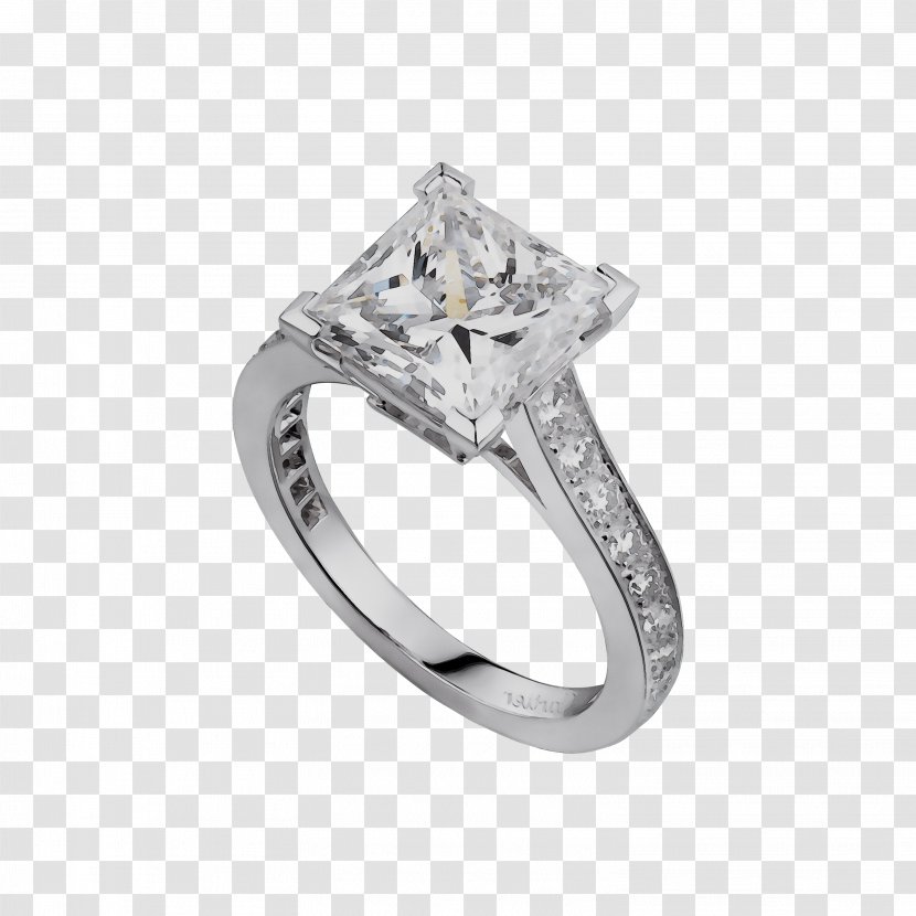 Diamond Cut Wedding Ring Engagement - Princess - Metal Transparent PNG