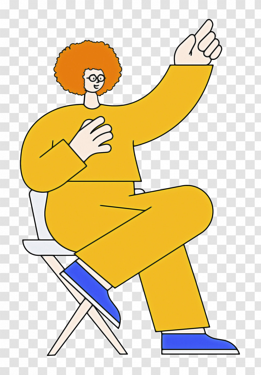 Cartoon Drawing Sitting Animation Yellow Transparent PNG
