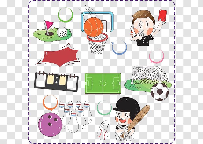 Cartoon Sport Drawing - Creative Sports Equipment Transparent PNG