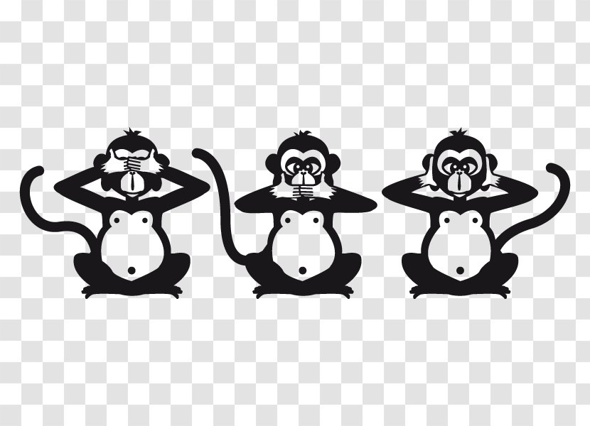 Three Wise Monkeys Figurine Black And White Image - Logo - Monkey Transparent PNG
