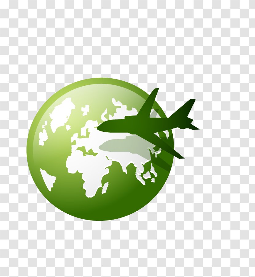Drawing Icon - Green Aircraft And Earth Transparent PNG