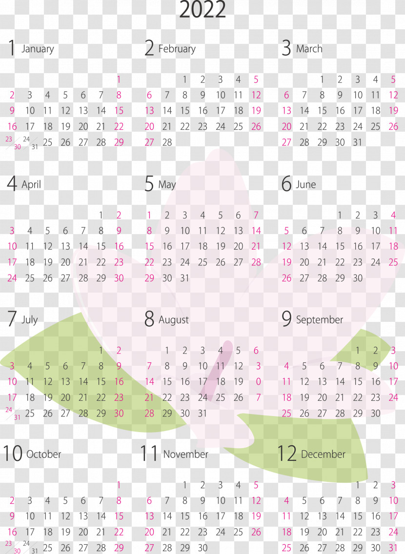 2022 Yearly Calendar Printable 2022 Yearly Calendar Transparent PNG