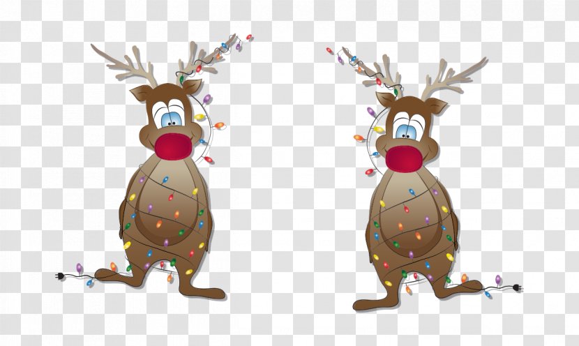 Reindeer Christmas - Lights - Vector Cartoon Deer Transparent PNG