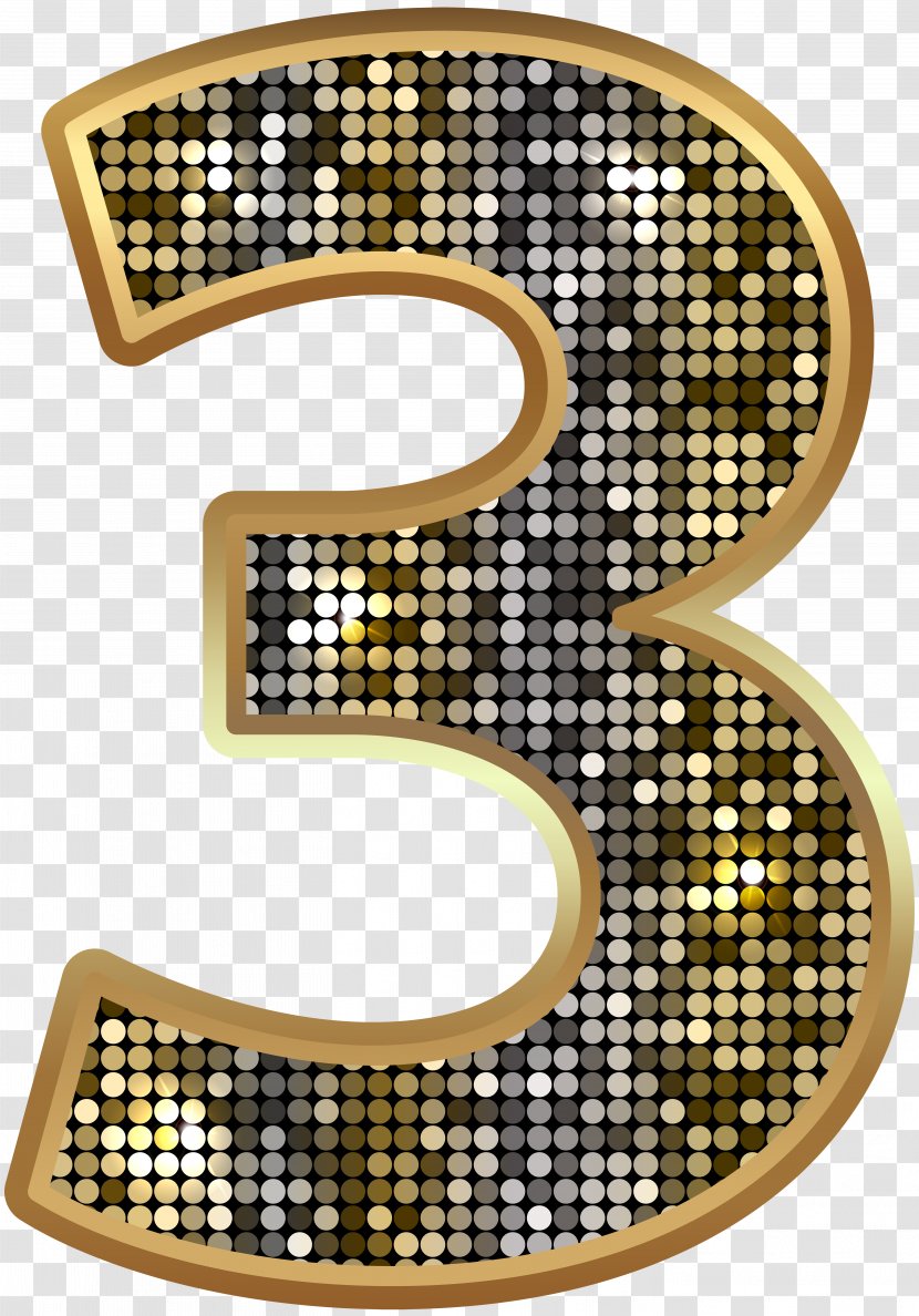 Number Paper Clip Blog Art - 3 Gold Transparent PNG