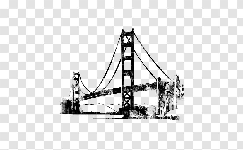 Golden Gate Bridge San Francisco Cable Car System Marshall's Beach Clip Art - Black And White - Auto Part Transparent PNG