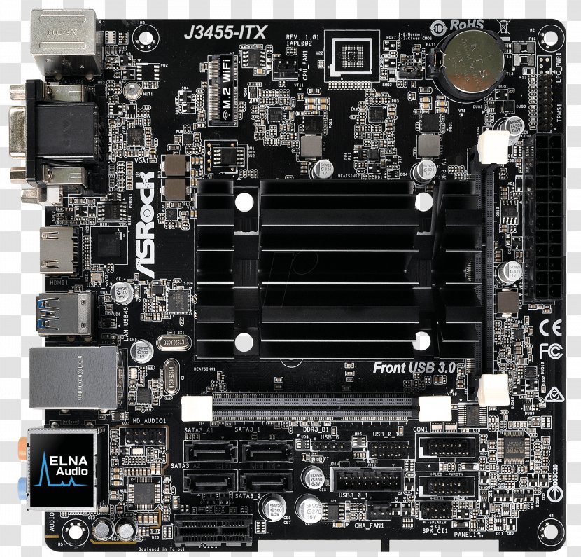 Intel Mini-ITX ASRock J4205-ITX Motherboard - Personal Computer Hardware - Miniitx Transparent PNG