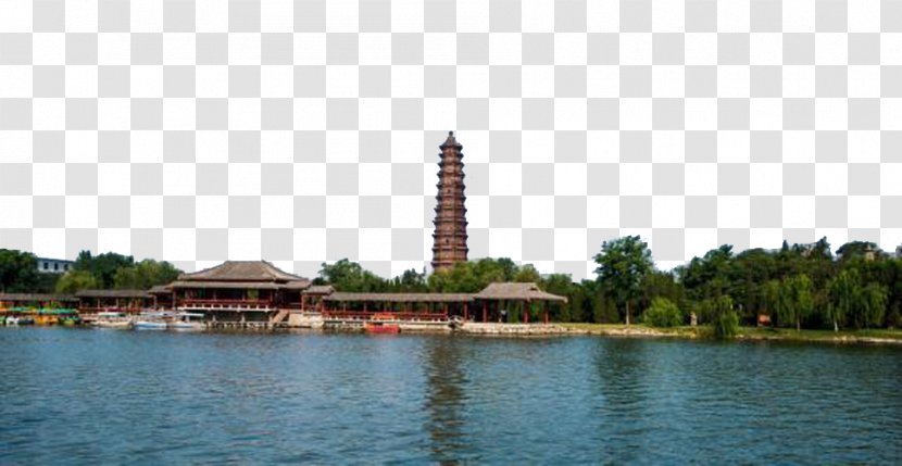 Xuchang Iron Pagoda Park U6e05u660eu4e0au6cb3u56ed Longting Scenic Area Uff08East Gateuff09 - Panorama - Dark Blue Lake Transparent PNG