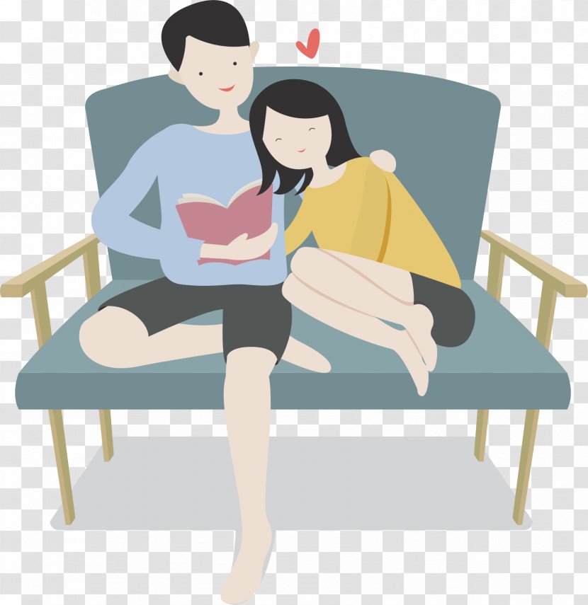 Valentines Day Happiness Love Romance International Kissing - Watercolor - Romantic Couple Reading Transparent PNG