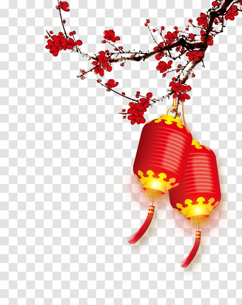 Chinese New Year Year's Day Christmas - Illustration - Plum Red Lanterns Background Pattern Transparent PNG