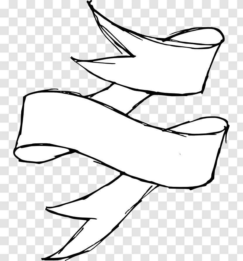 Black And White Graphic Design Drawing Ribbon - Text - Drawn Transparent PNG