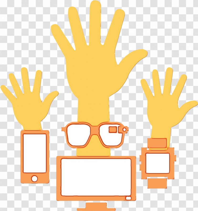 Yellow Hand Finger Gesture Waving Hello Transparent PNG