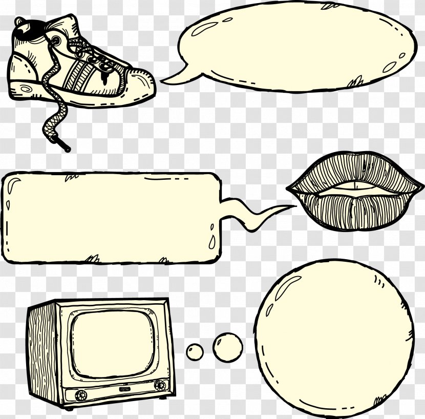 Speech Balloon Cartoon Drawing Shoe - Area - Sketch Shoes Lips TV And Dialogs Transparent PNG