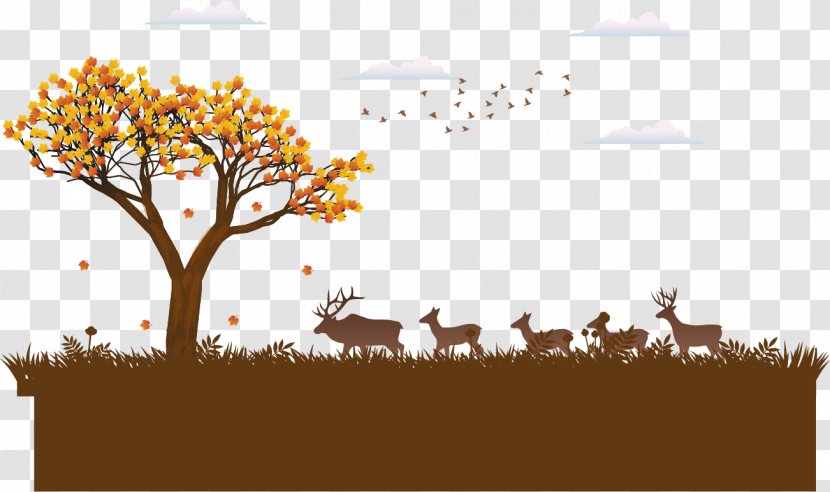 Vector Painted Autumn Scenery - Solar Term Transparent PNG