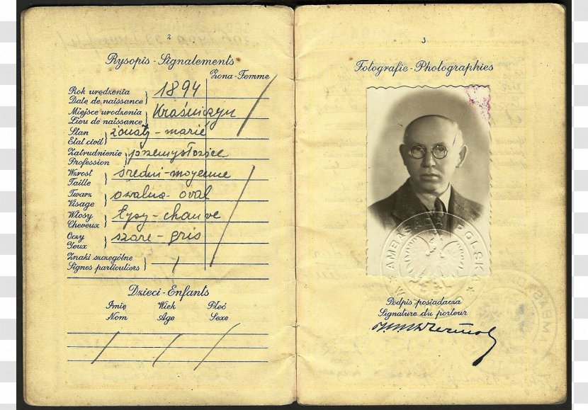 Second World War Polish Passport Identity Document Consul - Paper Transparent PNG