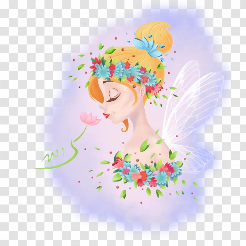 Fairy Illustration - Flower - Hand Drawn Wizard Transparent PNG