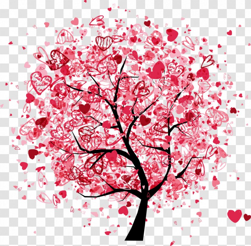 Drawing Photography Illustration - Branch - Vector Red Love Trees Transparent PNG