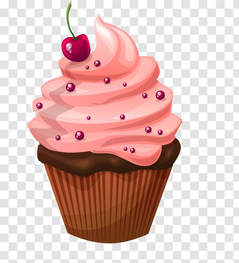 Cupcake Muffin Birthday Cake Chocolate Frosting & Icing - Cartoon Transparent PNG