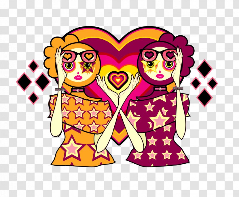 Love Human Behavior Character Clip Art - Heart - Twins Vector Transparent PNG