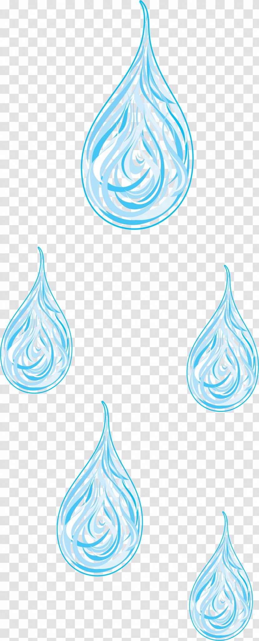 Drop Water Line Art Cartoon - Rain - Blue Droplets Float Transparent PNG