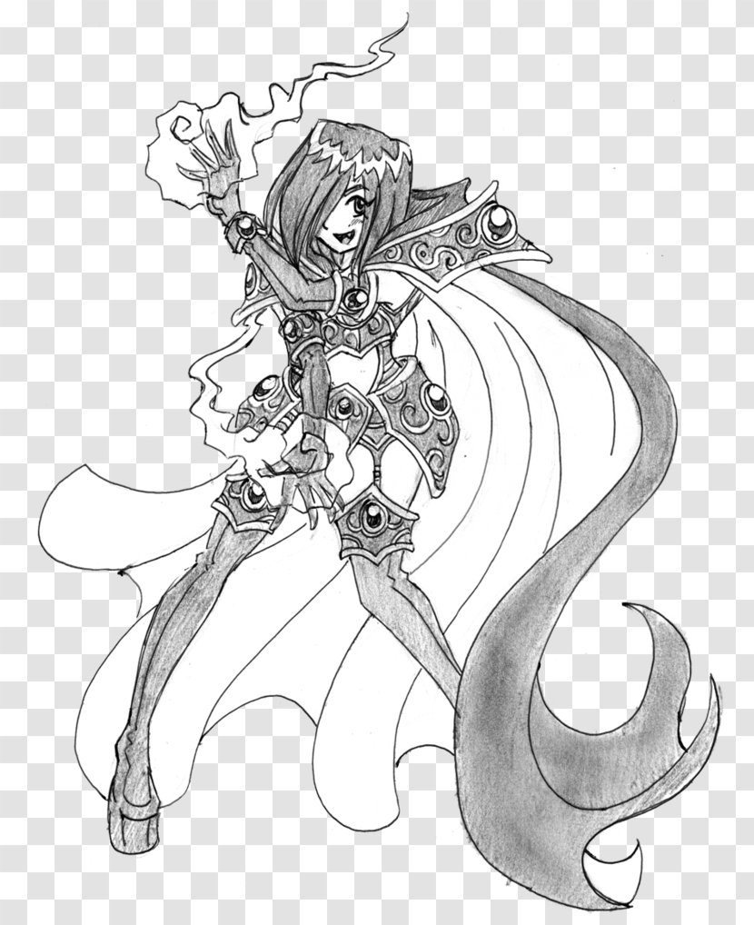 Costume Design Line Art Cartoon Sketch - Mythical Creature - Fire Magic Transparent PNG