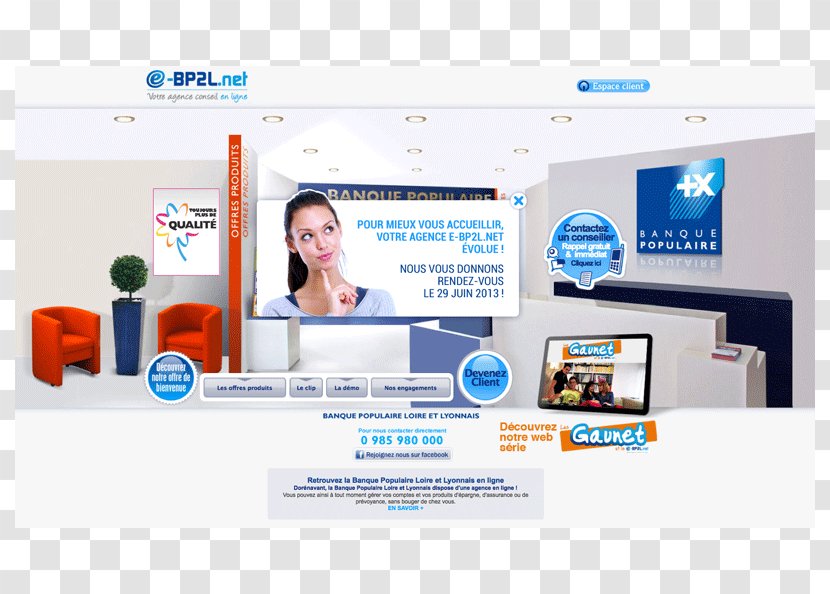 Online Advertising Internet Bank Web Page Groupe Banque Populaire - Multimedia Transparent PNG