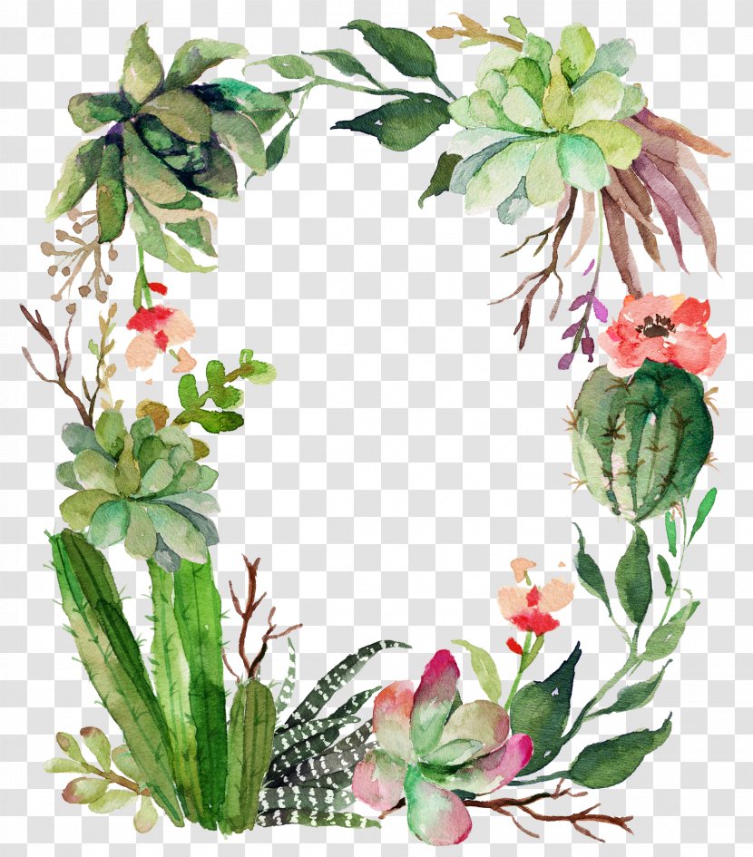 Bible Isaiah 43 Printing Flower - Fleshy Cactus Green Garland Wreath Transparent PNG