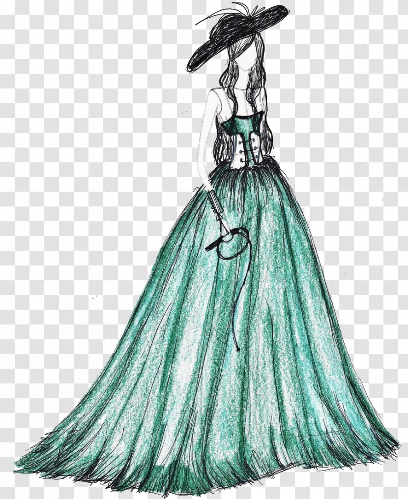 Drawing Formal Wear Fashion Wedding Dress Illustration - Tree - Hand-painted European Women's Royal Transparent PNG