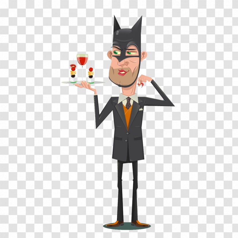 Cartoon Character Figurine Fiction Illustration - Fictional - Batman Waiter Transparent PNG