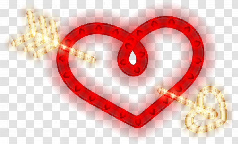 Red Love Heart - Computer Network - With Arrow Glowing Clipart Image Transparent PNG
