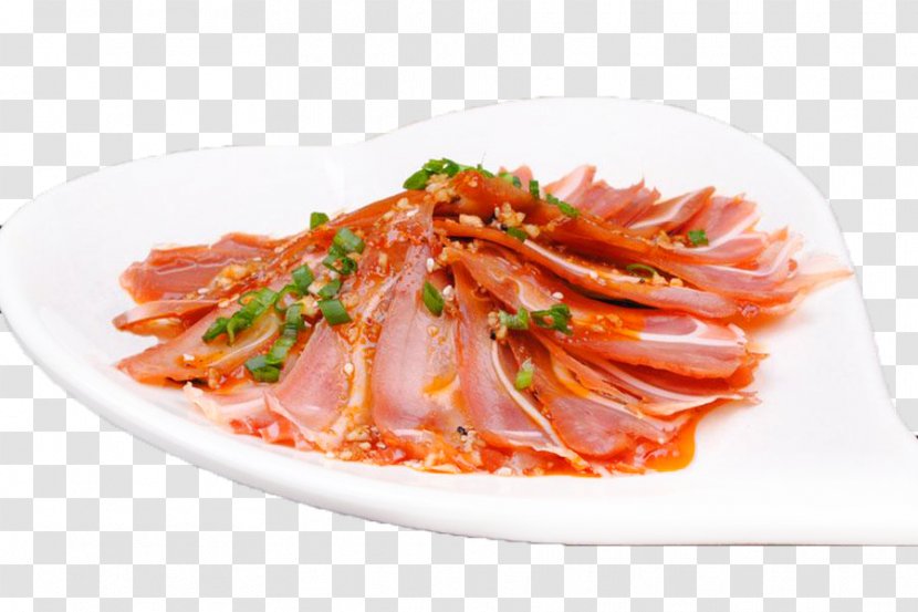 Carpaccio Pigs Ear Domestic Pig Red Cooking Chili Oil - Dish - Green Onion Slices Of Ears Transparent PNG