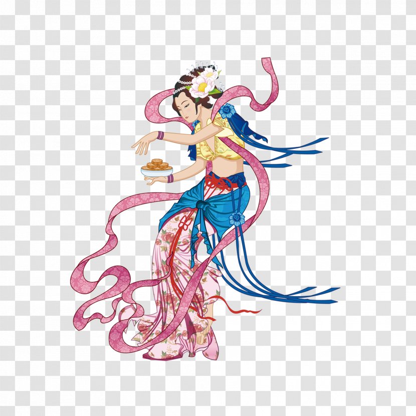 Mooncake Chinese Cuisine Mid-Autumn Festival Change Goddess - Flower - Traditional Moon Rabbit Cake Tanabata Wind Transparent PNG