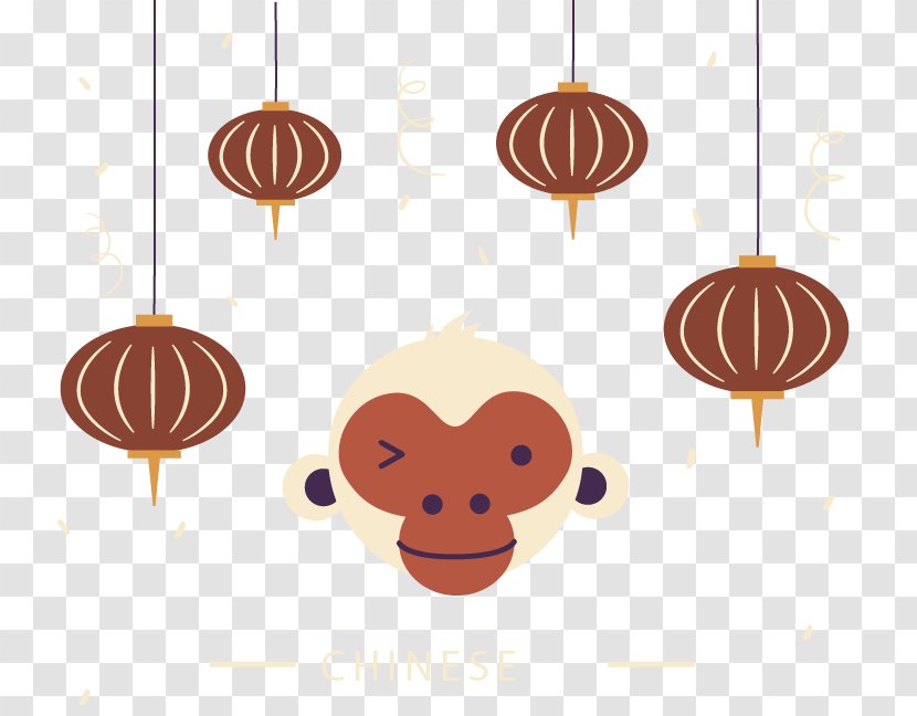 Flat Design - Monkey Zodiac Vector Lanterns Transparent PNG