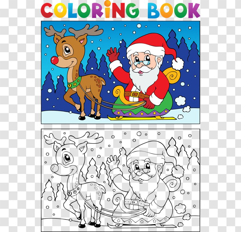Coloring Book Clip Art - Tree - Santa Claus Transparent PNG