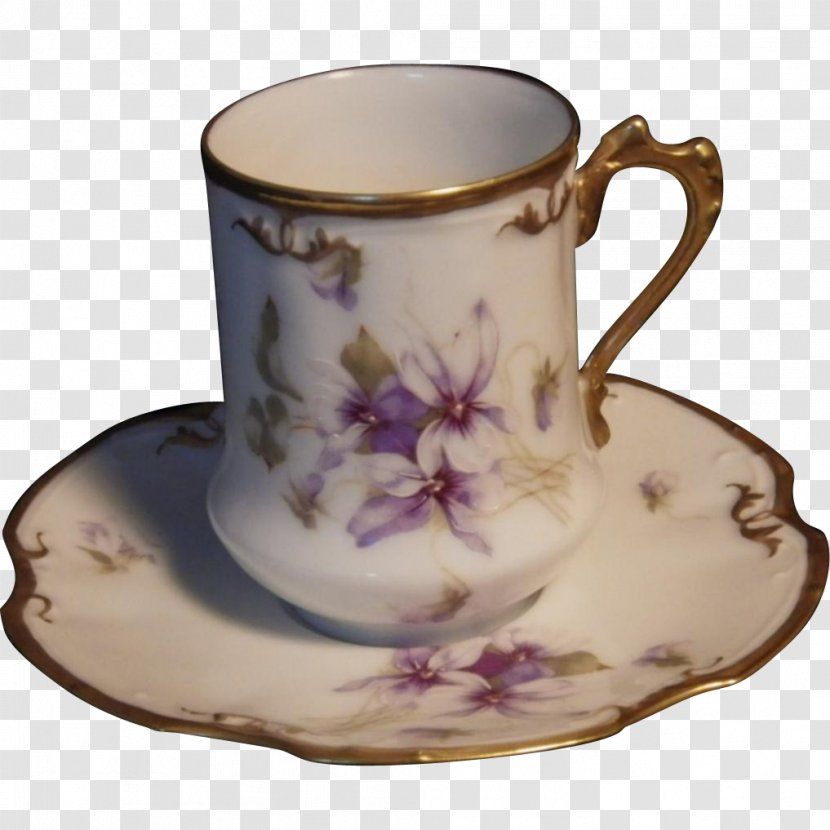 Coffee Cup Saucer Porcelain Mug - Purple Transparent PNG
