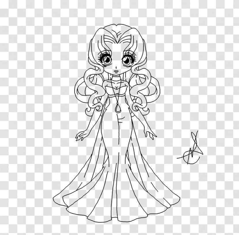 Dress White Line Art Character Sketch - Cartoon Transparent PNG