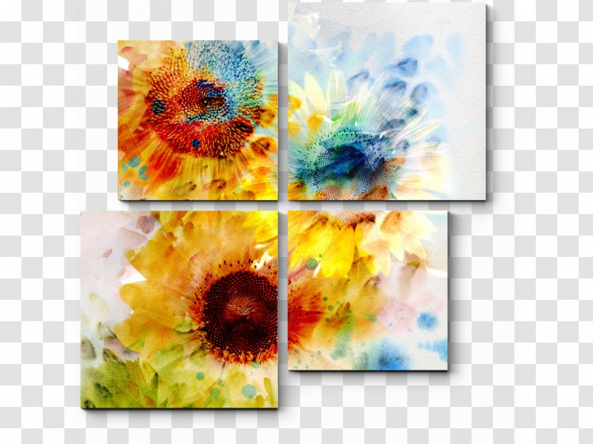 Watercolor Painting Sunflowers Abstract Art - Sunflower Transparent PNG