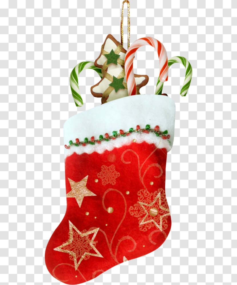 Candy Cane Christmas Stockings Ornament Santa Claus - Stocking Transparent PNG